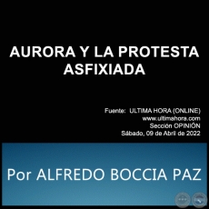 AURORA Y LA PROTESTA ASFIXIADA - Por ALFREDO BOCCIA PAZ - Sbado, 09 de Abril de 2022